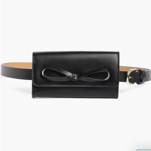 Kate Spade New York Black Leather Bow Wallet Belt Women L/XL NEW Functional